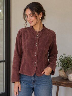 CHRISTOPHER & BANKS Brown Genuine Suede Button-Front Jacket Size XL